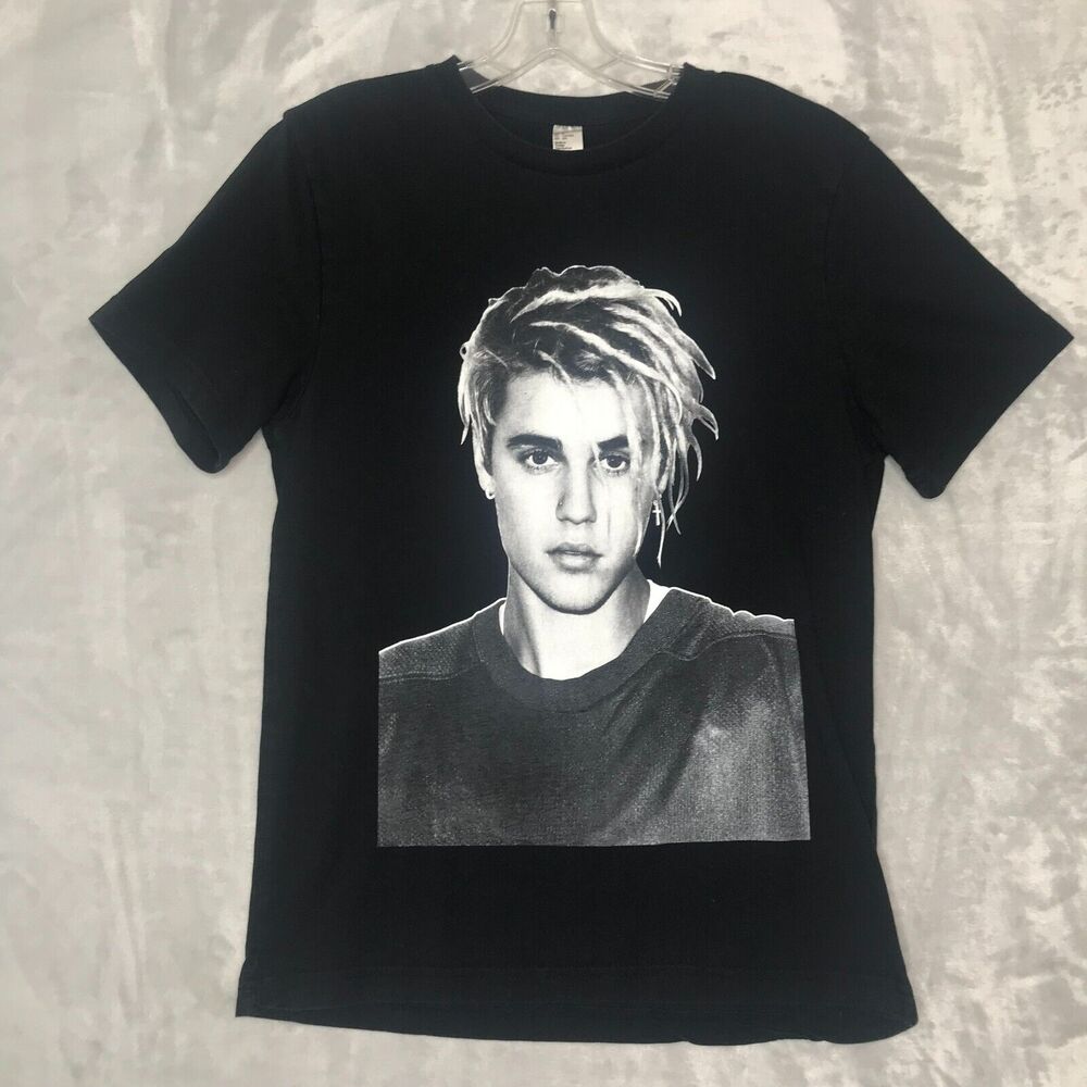 Justin Bieber Stadium Tour Team Bieber Shirt Unisex Adult Mens Small Black Crew